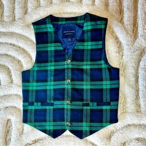 Boys Janie and Jack Boys Holiday Emerald Tartan Plaid Vest | Size 12